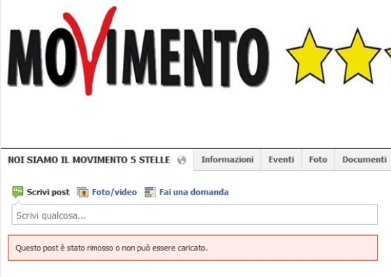 censura inchiesta sul caso Genova dalla pagina fb del M5S